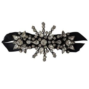 SOLD JENNIFER BEHR Black Satin Crystal Barrette